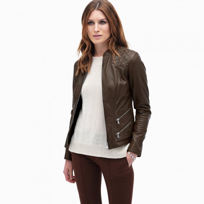 Stylish Brown Women Leather Jacket