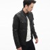 Garment washed leather Jacket Slim fit