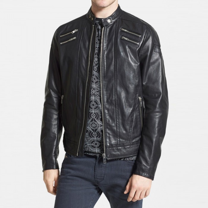 Men Leather Bomber Jacket