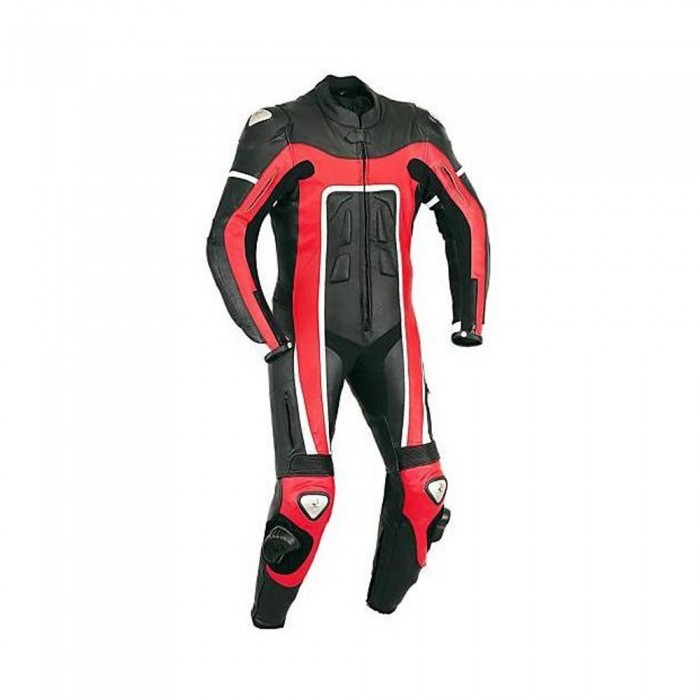 Red Black Motorbike One piece Leather suit