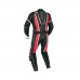 Red Black Motorbike One piece Leather suit