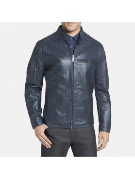 Elite Blue Men Leather Jacket