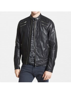 Men Leather Bomber Jacket