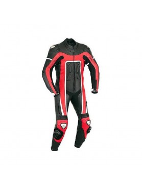 Red Black Motorbike One piece Leather suit